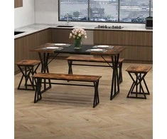 Promotions Valgomojo komplektas, 139x80x75 cm, ruda, MDF ir metalas
