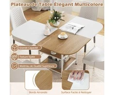 Promotions Valgomojo stalas, 120x120x77 cm, įvairiaspalvis, su laikymo lentyna, medinis