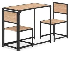 Promotions Valgomojo stalas su kėdėmis, 3 dalių, 90x47x76 cm, rudas, metalinis rėmas
