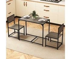 Promotions Valgomojo stalas su kėdėmis, 3 dalių, 90x47x76 cm, pilka, metalinis rėmas