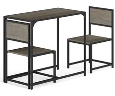 Promotions Valgomojo stalas su kėdėmis, 3 dalių, 90x47x76 cm, pilka, metalinis rėmas