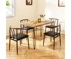 Promotions Valgomojo stalas su kėdėmis, 110x70x76 cm, juoda, metalas ir MDF
