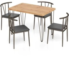 Promotions Valgomojo stalas su kėdėmis, 110x70x76 cm, juoda, metalas ir MDF