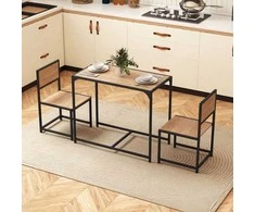 Promotions Valgomojo stalas su kėdėmis, 3 dalių, 90x47x76 cm, rudas, metalinis rėmas