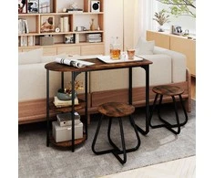 Promotions Valgomojo stalas su kėdėmis, 3 dalių industrinis, 110x45x78 cm, rudas, mediena ir metalas