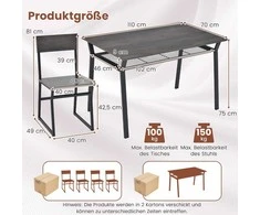 Promotions Valgomojo stalo komplektas, 110x70x75 cm, kaimiškos rudos spalvos