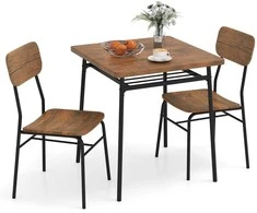 Promotions Valgomojo stalo komplektas, 3 dalių, 71.1x71.1x76.2 cm, rudas, mediena ir metalas