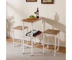 Promotions Valgomojo stalo komplektas prie skaitiklio, 3 dalių ovalus stalas ir 2 kėdės, 100x40x95 cm, natūralus