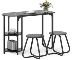 Promotions Valgomojo stalo komplektas, 3 dalių industrinis, 110x45x78 cm, juodas, mediena ir metalas