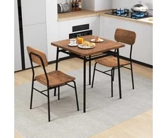 Promotions Valgomojo stalo komplektas, 3 dalių, 71.1x71.1x76.2 cm, rudas, mediena ir metalas