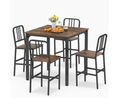 Promotions Valgomojo stalo komplektas 90x90x91,5 cm rudos spalvos metalas ir medis