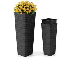 Promotions Vazonų rinkinys, 30x30x82 cm ir 23x23x60 cm, Juodas