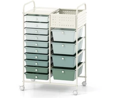 Promotions Veleninis laikymo vežimėlis 14 stalčių 63,5x36,8x87,6 cm žalsvai baltas gradientas
