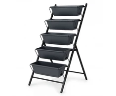 Promotions Vertikalus pakeltas daržovių lysvės lovelis 57,2x71,1x116,8 cm Juodas metalas