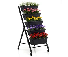 Promotions Vertikalus pakeltas sodinimo lysvės lovelis 58,4x68,6x116,8 cm juodos spalvos metalas