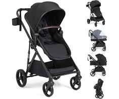 Promotions Vežimėlis, 3-in-1 sulankstomas kelioninis vežimėlis, 59,5x74x112 cm, juodas