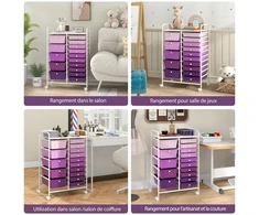 Promotions Vežimėlis su 15 stalčių, violetinis