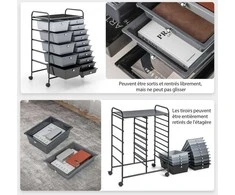 Promotions Vežimėlis su ratukais, 15 stalčių, 63,5x36,8x87,6 cm, baltas ir margas