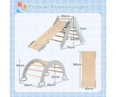 Promotions Vidaus laipiojimo rėmas, 4 viename Montessori laipiojimo trikampių rinkinys, 75x55x64 cm, pilkas