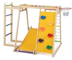 Promotions Vidaus žaidimų aikštelė, 6-in-1 džiunglių sporto kompleksas, 171.5x109.2x110.5 cm, Vaivorykštė, Medis