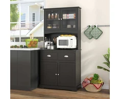 Promotions Virtuvės bufeto spintelė su viršutine dalimi 80x40x170 cm juoda
