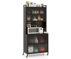 Promotions Virtuvės sandėliavimo spintelė, 80x40x181 cm, juoda ir balta