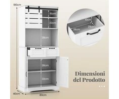 Promotions Virtuvės sandėliavimo spintelė, 80x40x180 cm, balta, laikymas