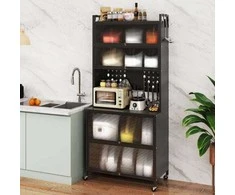 Promotions Virtuvės sandėliavimo spintelė, 80x40x181 cm, juoda ir balta