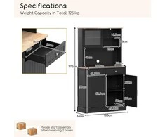 Promotions Virtuvės spintelė 100x34x172 cm juoda, laikymo