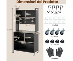 Promotions Virtuvės spintelė, 5 lentynų mikrobangų krosnelės stovas, pilka, metalas