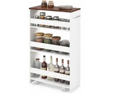 Promotions Virtuvinis vežimėlis, 47.5x13x80.5 cm, baltas ir rudas, su laikymo vieta