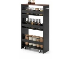 Promotions Virtuvinis vežimėlis, 47.5x13x80.5 cm, juodas, su laikymo vieta