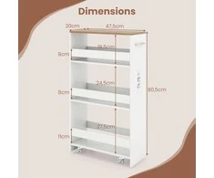 Promotions Virtuvinis vežimėlis, 47,5x20x80,5 cm, balta, medžio drožlių plokštė