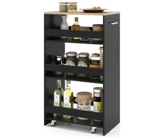 Promotions Virtuvinis vežimėlis, 47,5x30x80,5 cm, juodas, su laikymo vieta