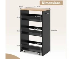 Promotions Virtuvinis vežimėlis, 47,5x30x80,5 cm, juodas, su laikymo vieta