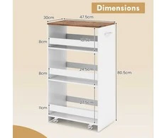Promotions Virtuvinis vežimėlis, 47,5x30x80,5 cm, balta, su laikymo vieta