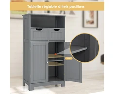 Promotions Vonios kambario grindų spintelė su atvira lentyna ir 2 stalčiais 60x30x109 cm juoda
