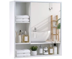 Promotions Vonios kambario sieninis veidrodinis spintelė 56x16x61 cm balta