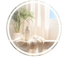 Promotions Vonios veidrodis, LED apvalus veidrodis su reguliuojamu apšvietimu, 60x60 cm, sidabrinis