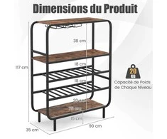 Promotions Vyno lentyna, 90x35x117 cm, juodai ruda, metalas