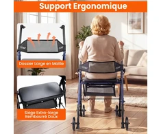 Promotions Walker sulankstomas, 4 ratukai, reguliuojamo aukščio, 59x64x75,5-93 cm, mėlynas, metalas