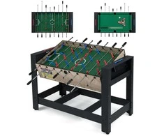 Promotions Žaidimų stalas, 2-in-1 pasukamas stalo futbolo ir biliardo derinys, 122x60x81 cm, juodas