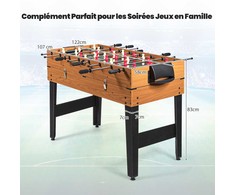 Promotions Žaidimų stalas, 3 viename daugiafunkcinis, 122x58x82,5 cm, rudos spalvos