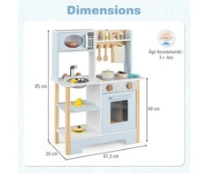 Promotions Žaislinė virtuvėlė, 61.5x26x85 cm, mėlyna, medinė