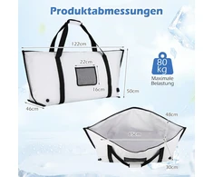 Promotions Žuvies aušintuvas krepšys 122x46x51 cm Baltas PVC Izoliuotas Nesandarus Saugojimo