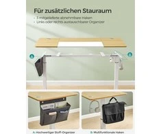 Songmics Reguliuojamo aukščio rašomasis stalas elektrinis pastelinės geltonos spalvos baltas pagrindas