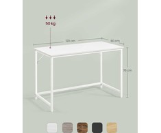 Songmics Vasagle Rašomasis stalas su metaliniu rėmu 60 x 120 x 76 cm klevo baltos spalvos