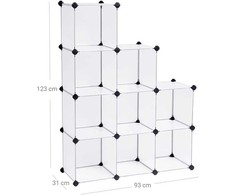 SONGMICS modulinė plastikinė lentyna su 9 lentynomis 93 x 31 x 123 cm LPC115S