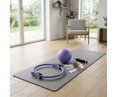 Relaxdays 6 dalių Pilates rinkinys: žiedas, kamuolys, juostos