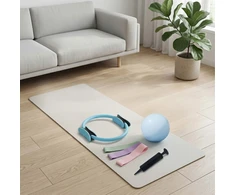 Relaxdays 6 dalių Pilates rinkinys: žiedas, kamuolys, juostos